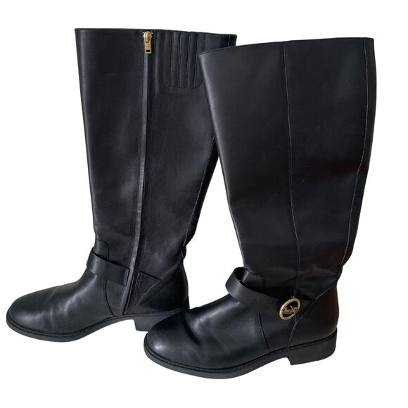 COACH Farrah Leather Boot Black Size 7.5 B - Picture 1 of 9